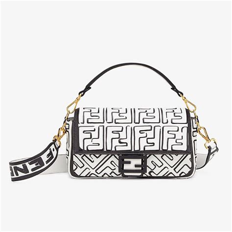 fendi black and white baguette bag